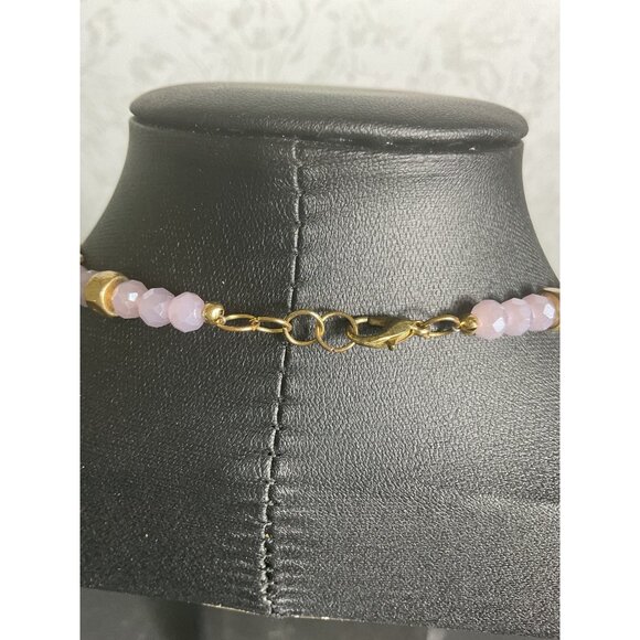 Purple Beaded Moon Charm Necklace With Gold Accents & Lobster Clasp - Picture 4 of 4